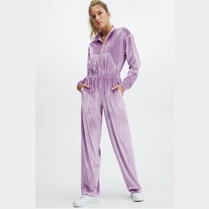 Lavender velour jumpsuit from Fabletics — M but fits like S!
